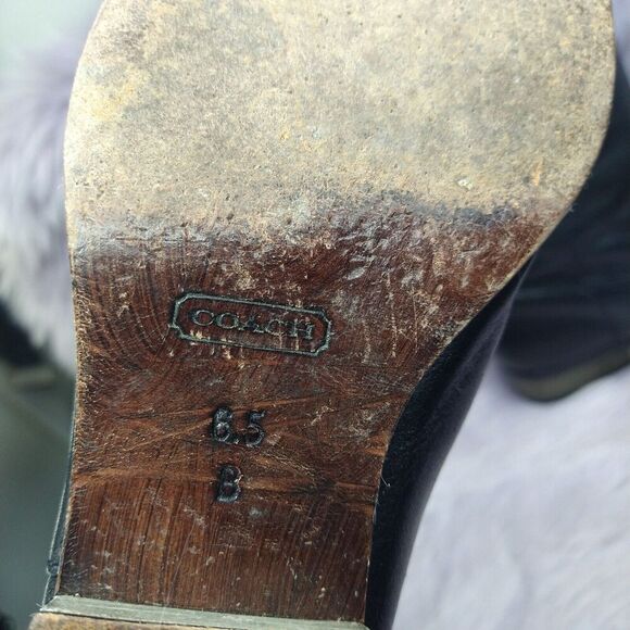 Coach Madalia Riding Boots Womens Size 6.5 B Black Tall Knee Leather Pull On - Picture 10 of 10